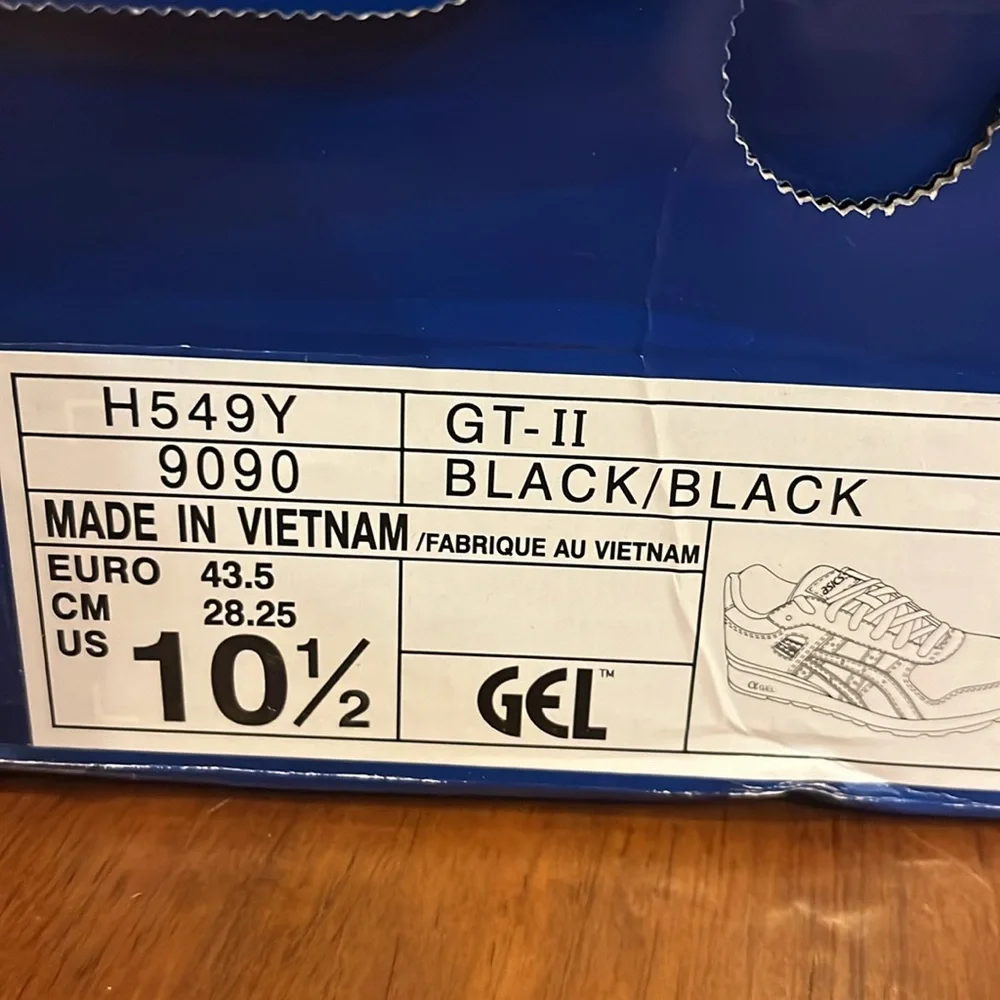 ASICS GT-II Shoes Sneakers H549Y 9090 new black white Mens Size 10.5